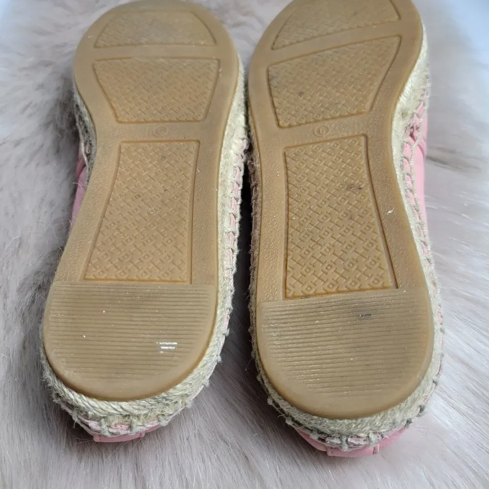 Tory Burch Pink  Perforated Leather Espadrille Flats